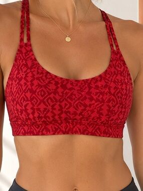 GapFit Red Pattern Sports‎ Bra Racerback Athletic Yoga Gym Activewear